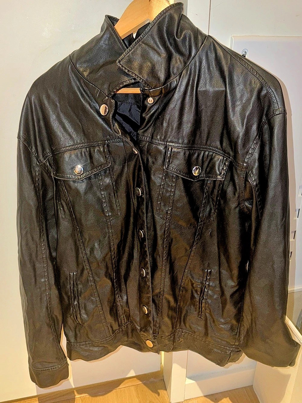 FASHONNOVA Black Faux Leather Jacket Size Medium